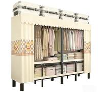 Armarios De Tela Para Ropa,Ropero Metal Con Varillas,Perchero Ropero Resistente,Guardarropa Plegable Para Colgar,Organizador De Ropa Portátil Para Dormitorios Y Casas De Alquiler(Beige1,180cm/70.9in)