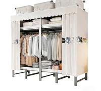 Armarios Plegable Sin Instalación,Ropero De Tela Con Marco De Acero Duradero Simple,Estante De Almacenamiento For Dormitorio,Grande Perchero Organizador A Prueba De Polvo Estudio(White,110cm/43.3in)