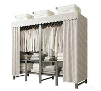 Armarios Portátil De Metal Grande,Ropero De Tela Resistente Y Duradero Para El Dormitorio Del Hogar,Perchero Moderno Y Sencillo Para Casa De Alquiler Para Dormitorios Y Pasillos(Beige2,180cm/70.9in)