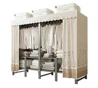 Armarios Portátil De Metal Grande,Ropero De Tela Resistente Y Duradero Para El Dormitorio Del Hogar,Perchero Moderno Y Sencillo Para Casa De Alquiler Para Dormitorios Y Pasillos(Beige1,200cm/78.7in)
