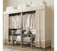 Armarios Práctico,Ropero Plegable De Metal Grueso,Estante Simple Para Dormitorio,Perchero Resistente Para Dormitorio,Armarios Portátil De Acero,Guardarropa Plegable De Gran Tamaño(90cm/35.4in)