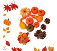 Armastuse Calabazas Artificiales, Juego de decoración de Agradecimiento, Calabaza Recogida, bellotas pequeñas, piñas para la decoración de la Fiesta doméstica en otoño y Halloween, 70 Piezas en Total