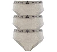 Armata di mare 3 bragas para hombre de algodón elástico con elástico exterior a la vista y texto en blanco, negro, gris y azul (5/L, gris)
