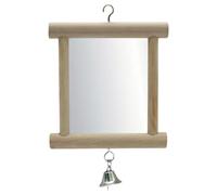 Armazón de madera para mascotas, con gancho de metal, juguete interactivo para colgar con campana, para loros, grises africanos, pájaros del amor, columpio colgante de madera, cosas geniales para
