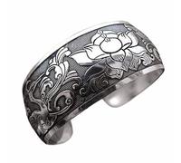 Armbanduhr Schrittzähler Breites Manschettenarmband Silber Armreif Vintage Offener Schmuck Ethno Geschenk für Frauen Mädchen Bernstein Armband, Einheitsgröße, Aleación de zinc, No es una piedra