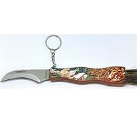 armeriaonline Cuchillo de setas con cepillo cuchillo para recoger setas, porches, trufas con hoja de acero inoxidable con funda