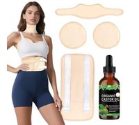 ARMINACO Juego de 4 aceites de ricino [Castor-oil-4pack] para mujeres y principiantes, paquete de 4 reutilizables. + 60 ml de aceite orgánico y guía | hígado/vientre/cuello/pecho | a prueba de fugas y