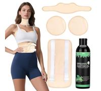ARMINACO Kit de 4 unidades de aceite de ricino con aceite de 8 onzas | Vendas reutilizables para vientre, hígado, cuello y pecho | Diseño a prueba de fugas y botella portátil