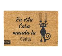 Armiprint Felpudo “En Esta Casa Manda el Gato/la Gata/los Gatos” · Hecho en España · Coco Natural 70×40 · Diseño Minimalista en Negro · Base Antideslizante (En Esta Casa Manda La Gata)