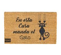 Armiprint Felpudo “En Esta Casa Manda el Gato/la Gata/los Gatos” · Hecho en España · Coco Natural 70×40 · Diseño Minimalista en Negro · Base Antideslizante (En Esta Casa Manda El Gato)