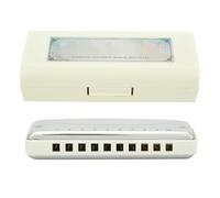 Armnica de Blues de Acero Inoxidable, Llave de 10 Agujeros en Mib, Bendeis HARP, para Principiantes y Profesionales, con Cubierta de Acero Inoxidable (WHITE