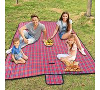 Armo - Manta de Picnic Extragrande de tartán con asa de Transporte, Impermeable, para Playa, jardín, al Aire Libre, Lavable, 200 cm x 200 cm (Rojo)