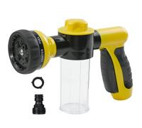 Armo® - Pistola pulverizadora multifuncional para manguera de jardín con 8 modos ajustables, dispensador de jabón integrado para lavado de coches, jardinería, césped, plantas, mascotas (amarillo)