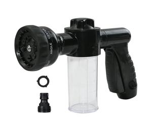 Armo® - Pistola pulverizadora multifuncional para manguera de jardín con 8 modos ajustables, dispensador de jabón integrado para lavado de coches, jardinería, césped, plantas, mascotas (negro)