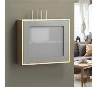 Armoire de Rangement murale en Bois massif pour routeur Wi-Fi, Avec Porte magnétique et Sans perçage. Idéale pour le Salon. Dimensions : 42,5 x 32,5 x 10 cm.