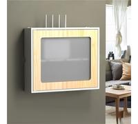 Armoire de Rangement murale en Bois massif pour routeur Wi-Fi, Avec Porte magnétique et Sans perçage. Idéale pour le Salon. Dimensions : 42,5 x 32,5 x 10 cm (L x l x H).