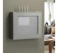 Armoire de Rangement murale en Bois massif pour routeur Wi-Fi, Avec Porte magnétique et Sans perçage. Idéale pour le Salon. Dimensions : H 36,5 x 27,5 x 11,5 cm.