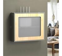 Armoire de Rangement murale en Bois massif pour routeur Wi-Fi, Avec Porte magnétique et Sans perçage. Idéale pour le Salon. Dimensions : 36,5 x 27,5 x 11,5 cm.