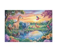Armonía de la Sabana al Atardecer Puzzle 1000 Piezas Decoración Moderna Rompecabezas para Adultos 3D DIY Creativo Desafío Intelectual Juguete Educativo 1000 PCS