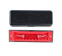 Armónica, 10 hoyos C Key 20 Tune Professional Estándar Estándar Instrumento musical de acero inoxidable con estuche para adultos, profesionales, principiante (Rojo)