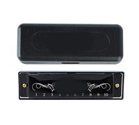 Armónica, 10 hoyos C Key 20 Tune Professional Estándar Estándar Instrumento musical de acero inoxidable con estuche para adultos, profesionales, principiante (Negro)