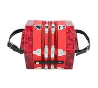 Armónica acordeón, color claro, instrumento de concernidad profesional portátil con bolsa de transporte para adultos y niños (rojo)