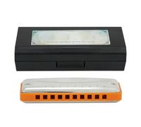 Armónica Blues 10 Agujeros, Instrumento de Viento en Re Mi, Acero Inoxidable y Resina ABS Negra - Sonido Claro y Duradero, Diseño Ergonómico, Ideal para Profesionales y (Naranja)