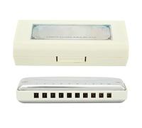 Armónica Blues, Instrumento de Viento 10 Agujeros en Bb, Acero Inoxidable y ABS Transparente Blanco - Diseño Ergonómico, Resistente al Agua, Ideal para Profesionales y (Blanca)