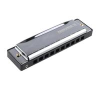 Armónica Cromática Armónica portátil de 10 agujeros y 20 tonos en oro mate/negro arpa de blues órgano de boca instrumento musical de acero inoxidable para principiantes(Black)