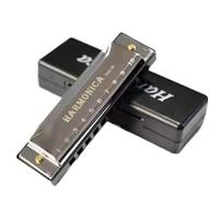 Armónica Cromática Juego de armónica en C de 10 agujeros, instrumento de viento de madera de acero inoxidable(Silver)