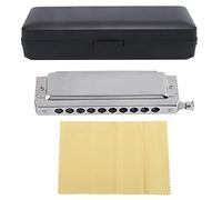 Armónica Cromática Plateada, 10 Agujeros, 40 Tonos, Doble Cara Polifónica - Sonido y Suave, Tecla de Acero Inoxidable, Ideal para Profesionales y Principiantes