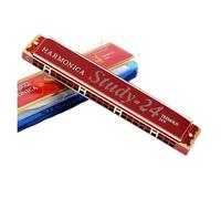 Armónica de 24 agujeros trémolo Suzuki órgano de boca gaita arpa de boca con estuche instrumento musical clave C sintetizador de blues profesional(A)