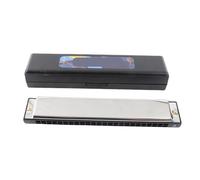 Armónica diatónica profesional en clave de Do, órgano de boca con placa de cubierta de acero inoxidable y 24 agujeros, lengüeta de latón con peine de resina para principiantes, est (Negra)