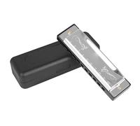 Armónica En C Armónica De Acero Inoxidable De 10 Agujeros Y 20 Tonos Con Afinación En C Adecuada Para(Silver)