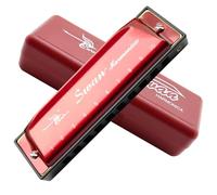 Armónica Harmonica de Blues 10 Agujeros Clave de C 20 Tonos órgano bucal para Folk Jazz Pop Adulto Niño Niños Estudiante Docente Principiante rojo