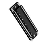 Armónica Instrumento de juego de armónica de blues con llave C de 10 hoyos de concha negra misteriosa