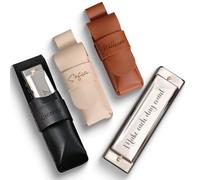 Armónica personalizada UIDMEN con bolsa de cuero PU, armónica blues grabado personalizado para niños, adolescentes, estudiantes, regalos del día del padre, regalos para amantes de la música