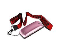 Armónica Profesional Armónica De Blues De 7 Agujeros En Si Bemol Con Llave CDG Aleación De Aluminio Y Magnesio Con Correa Para El Cuello(Pink C Key)