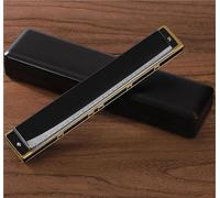 Armónica Profesional Armónica Vibrato De 28 Agujeros En Clave Do Con Lengüetas Bronce Fosforado Set Para Principiantes Blues Estuche(Black)