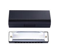 Armónica Profesionales Principiantes Armónica De 10 Agujeros Arpa De Blues Diatónica Órgano De Boca Clave De C Instrumento Musical De Lengüeta Para Principiantes Color Negro Dorado Y Azul(Silver)