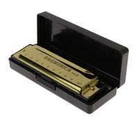Armónica Profesionales Professional 10 Hoyos 20 Tone Harmonica Color C Tone Harmonicas Con Estuche Para Principiantes(Gold)