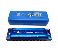 Armonica SWAN de 10 agujeros Senior Bruce Standard Principiante Diatonic Blues Arp Harmonica con estuche (SW1020 Blues)