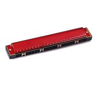 Armónicas Armónica Polifónica De 24 Agujeros Con Tono C Para Principiantes De Color Rojo Con Cubierta Chapada En Titanio