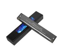Armónicas Armónica Profesional De 24 Agujeros Con Estuche Para Principiantes Instrumento De Viento De Madera(Black)