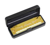 Armónicas Professional 10 Hoyos 20 Tone Harmonica Color C Tone Harmonicas Con Estuche Para Principiantes(Gold)
