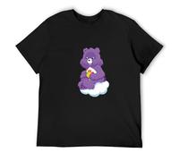 Armoniorsa Harmony Bear Teddy Bear Heart Care Flower Rainbow T-Shirt Man's Fashion Cotton Black Clothes, Negro , 3XL