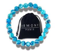 ARMONY PARIS Pulsera de piedra natural de protección chakra buda tibetana para hombre y mujer, ojo de tigre, perlas de 8 mm, fabricada en Francia