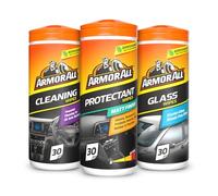 Armor all a, paños de limpieza para el interior del coche, paquete triple para salpicadero, vidrio y todos los interiores, 90 toallitas biodegradables (juego de 3 x 30 toallitas sin plástico), ideal