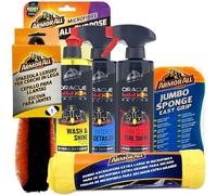 Armor All Kit Limpieza Exterior Coche, Pack 7 Productos Profesionales, Champú y Cera SiO2, Detallador, Esponja, Toalla Secado, Paño Cristales, Cepillo Llantas y Más, Acabado Brillante y Duradero