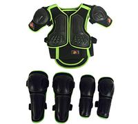 Armor QTrees Niños Motocicleta Traje Bici Suciedad Pecho Protector Espina Dorsal Brazo del Hombro Codo Protector de la Rodilla Motocross Carreras Esquí Patinaje Chaleco Armadura para Deportes